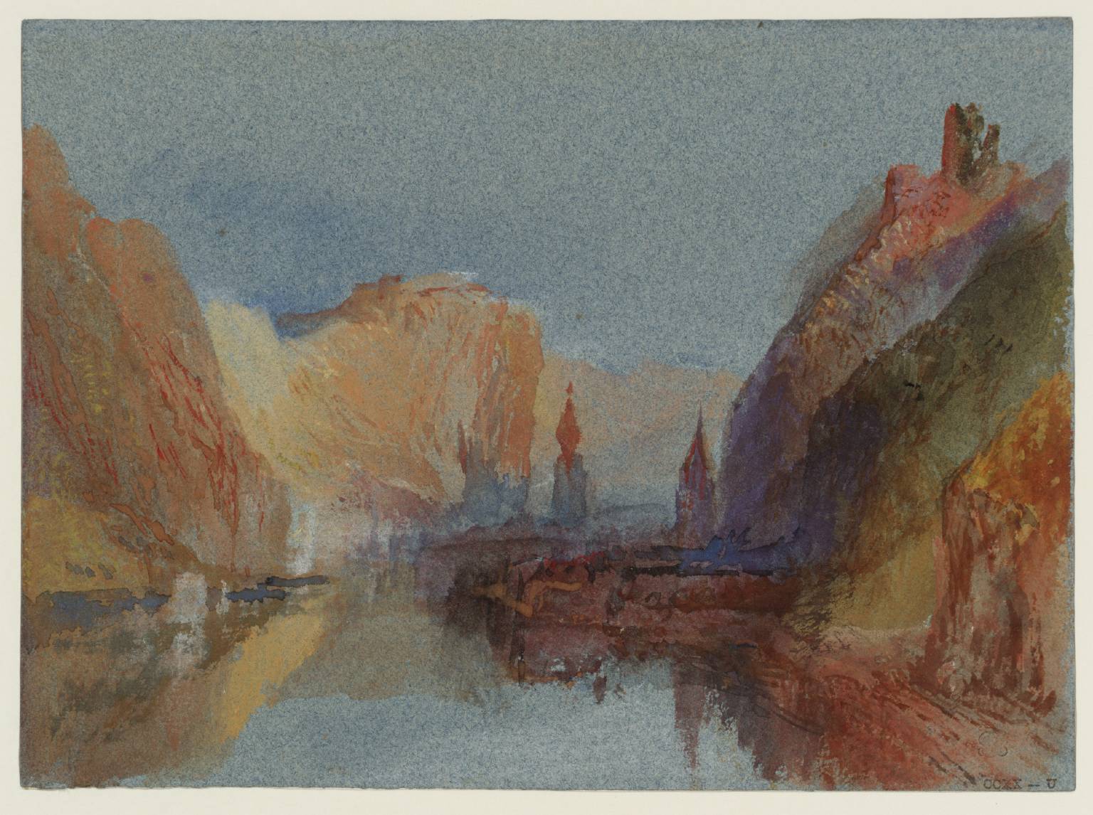 Dinant, Bouvignes and Crèvecoeur: Sunset circa 1839 by Joseph Mallord William Turner 1775-1851